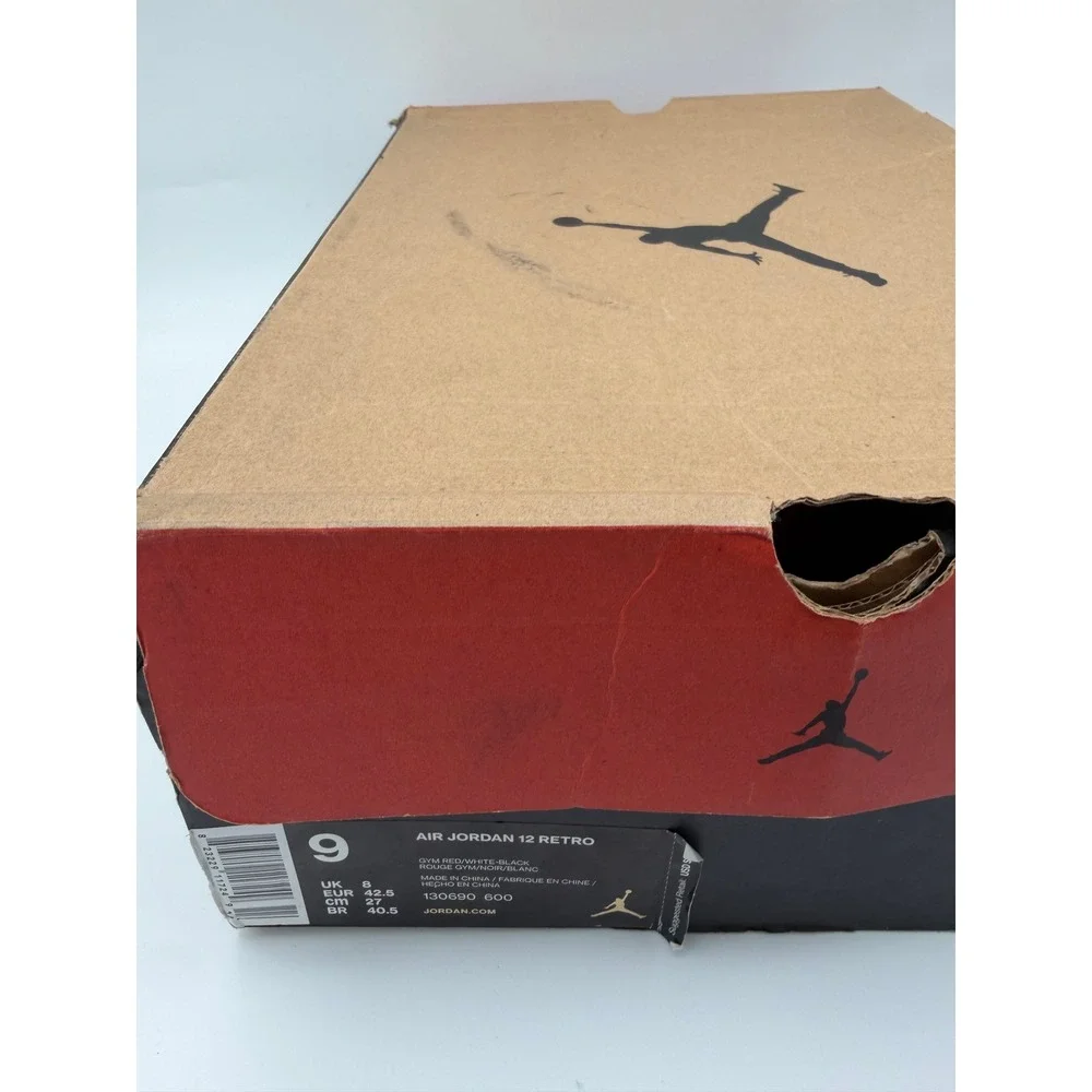 Air Jordan 12 Retro Gym Red White Black 130690-600 Mens Size 9 Basketball Shoes